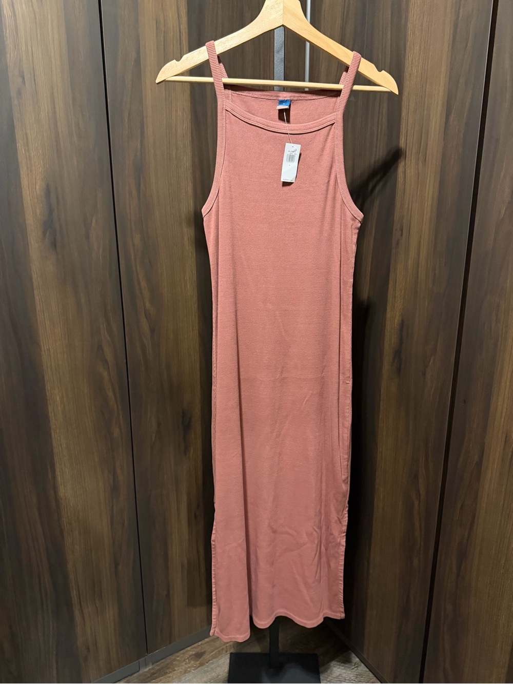 Old Navy Sleeveless Rib-Knit Midi Dress Size Large Terra Cotta Warm Taupe Mauve